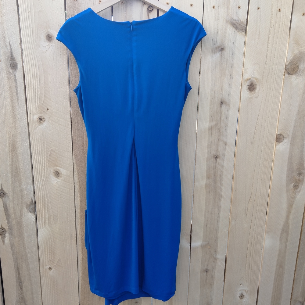 Alexa B Royal Blue Faux-Wrap Midi Dress Women's Size 8 V-Neck - Picture 2 of 14
